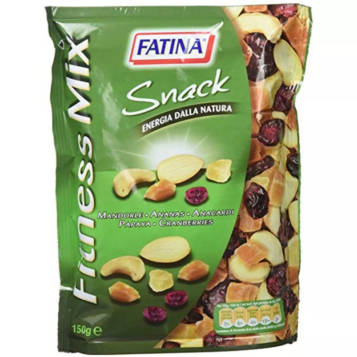 Snack Fitness Mix Frutta Secca Mandorle Ananas Anacardi 150 gr Fatina