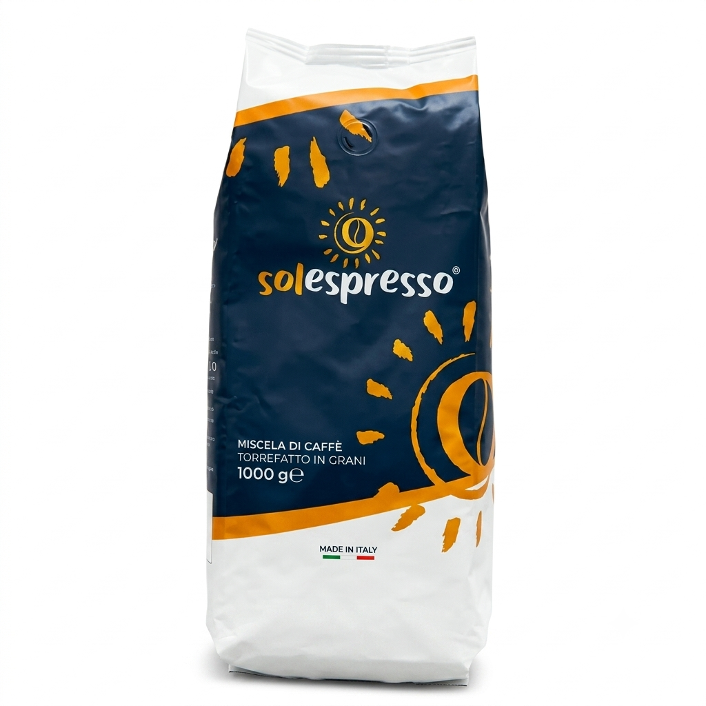 Solespresso Caffè in Grani - Busta da 1kg (Miscela Torrefatta) Intensa e Cremosa