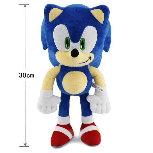 Peluche di Sonic the Hedgehog da 30 cm in piedi con pelliccia blu, scarpe rosse e guanti bianchi