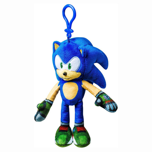 Peluche portachiavi di Sonic da Sonic Prime con guanti decorati e gancio in plastica blu