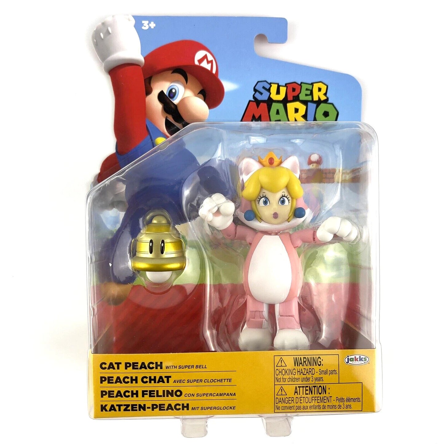 Confezione dell'action figure Cat Peach con Super Bell e accessorio della serie Super Mario marca Jakks Pacific