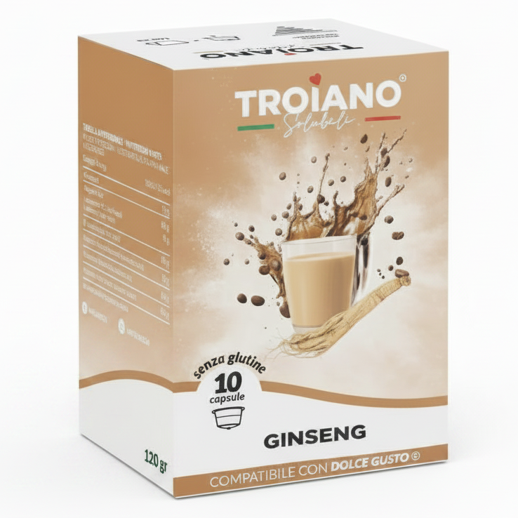 Troiano Solubili Ginseng Capsule Compatibili Nescafé Dolce Gusto - Confezione da 10 Capsule (Senza Glutine)