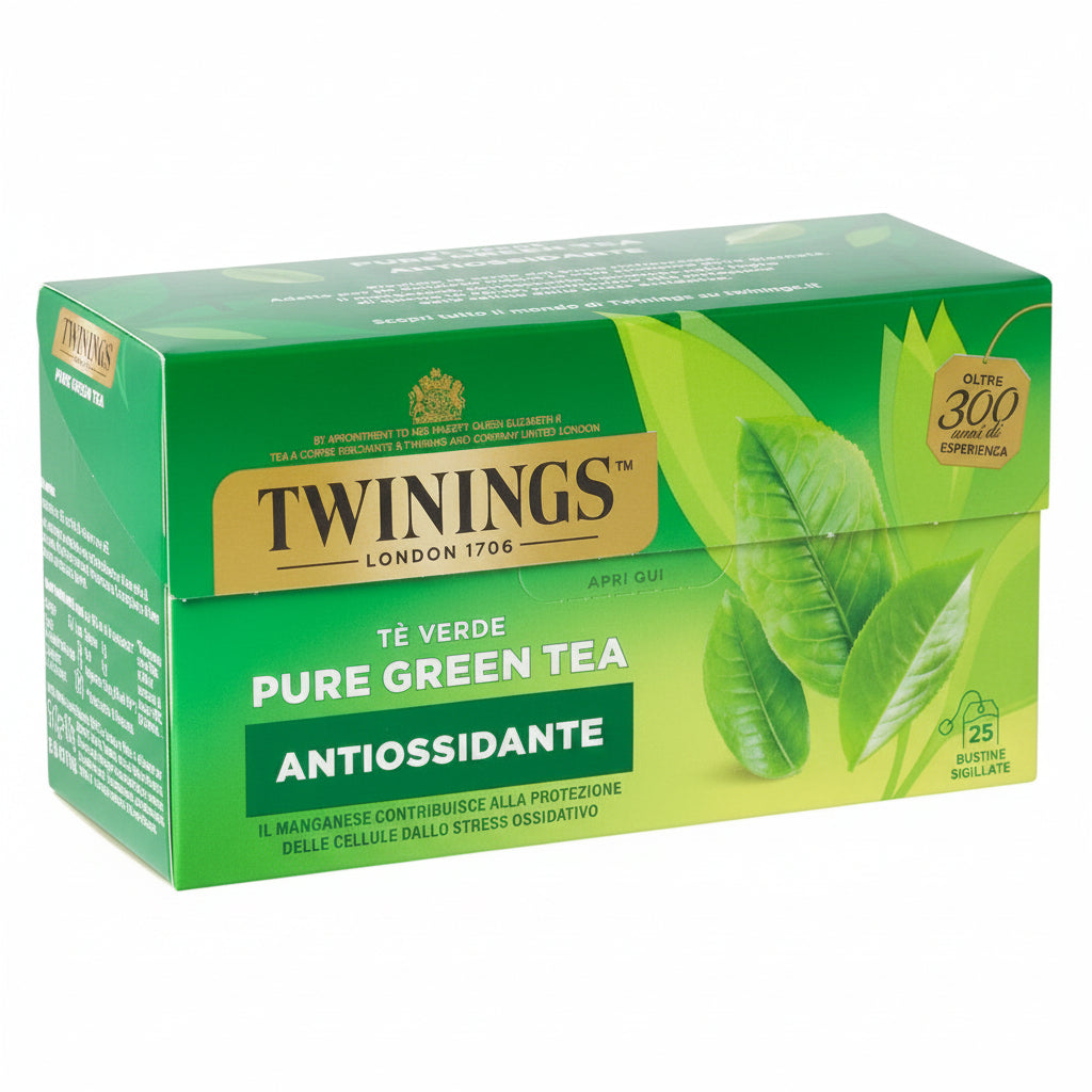 Twinings Tè Verde Pure Green Tea Antiossidante - Confezione da 25 Bustine Sigillate