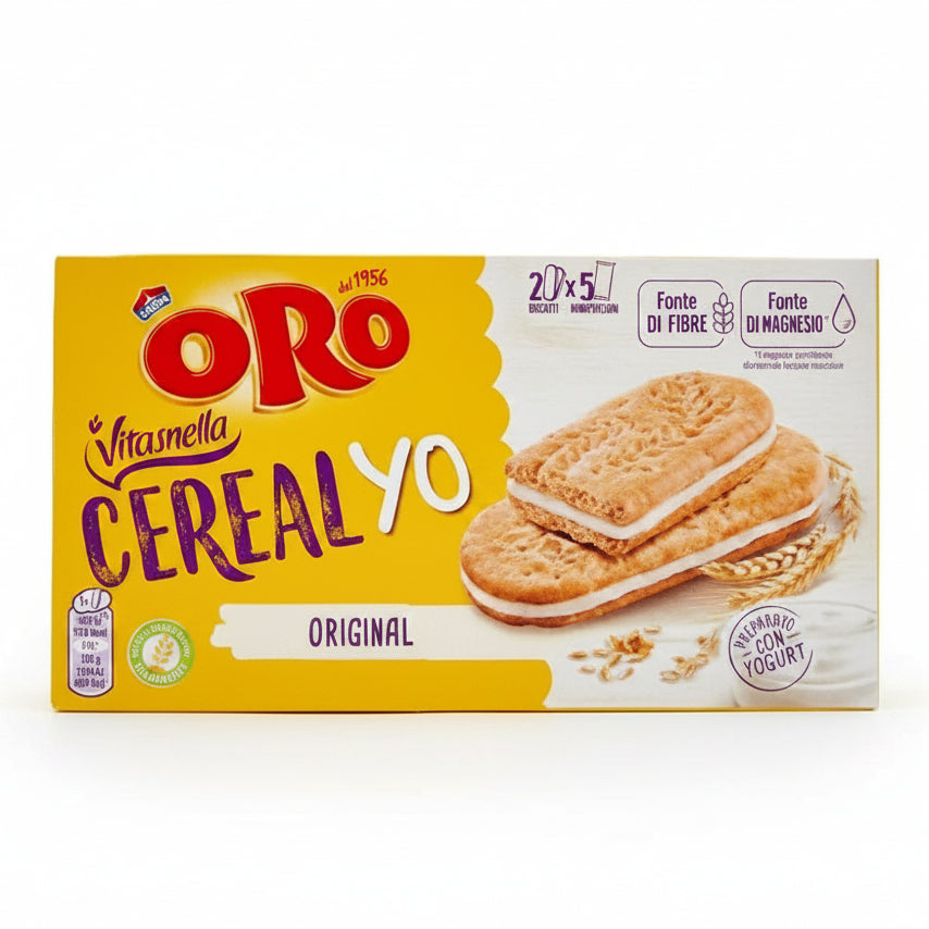 Oro Vitasnella Cereal Yo Original - Biscotti Ripieni con Yogurt - Confezione Scorta 20x5 Biscotti Monoporzione